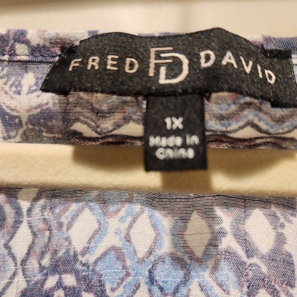 Fred David coastal bohemian print top 3/4 sleeve - Picture 10 of 11